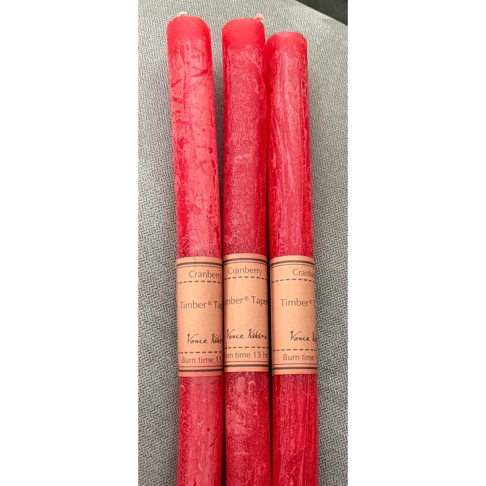 Vince Kitira Timber Taper Cranberry Candles set of 3